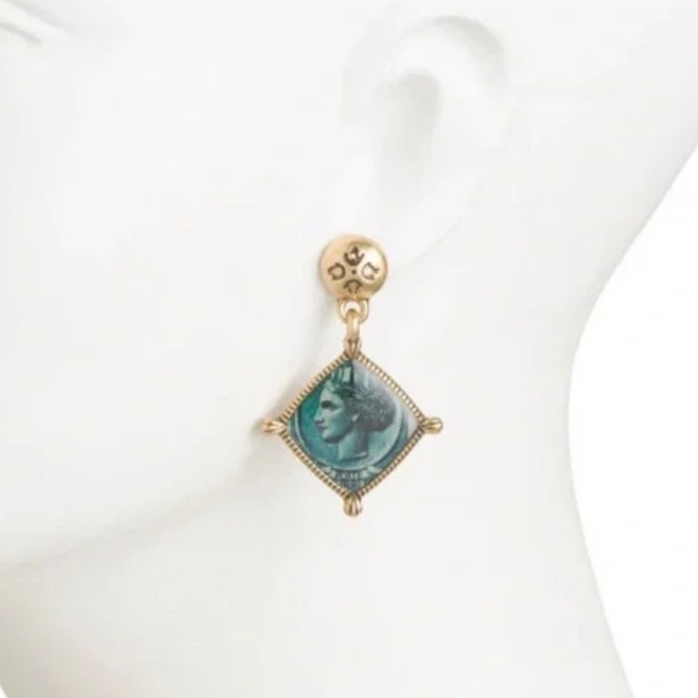 Patricia Nash Cameo Dangle Pierce Earrings